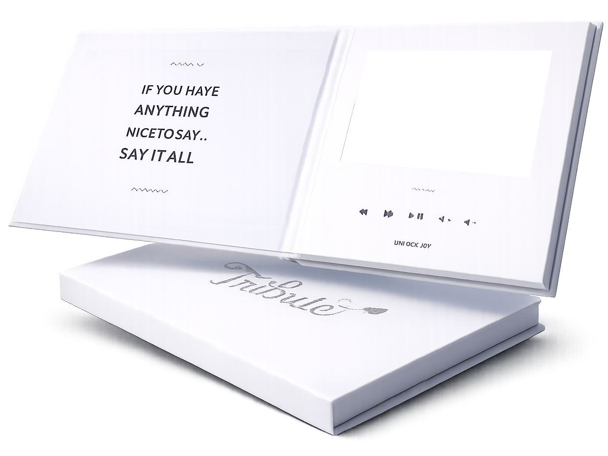 Tribute video book - a beautifully printed keepsake with video playback
