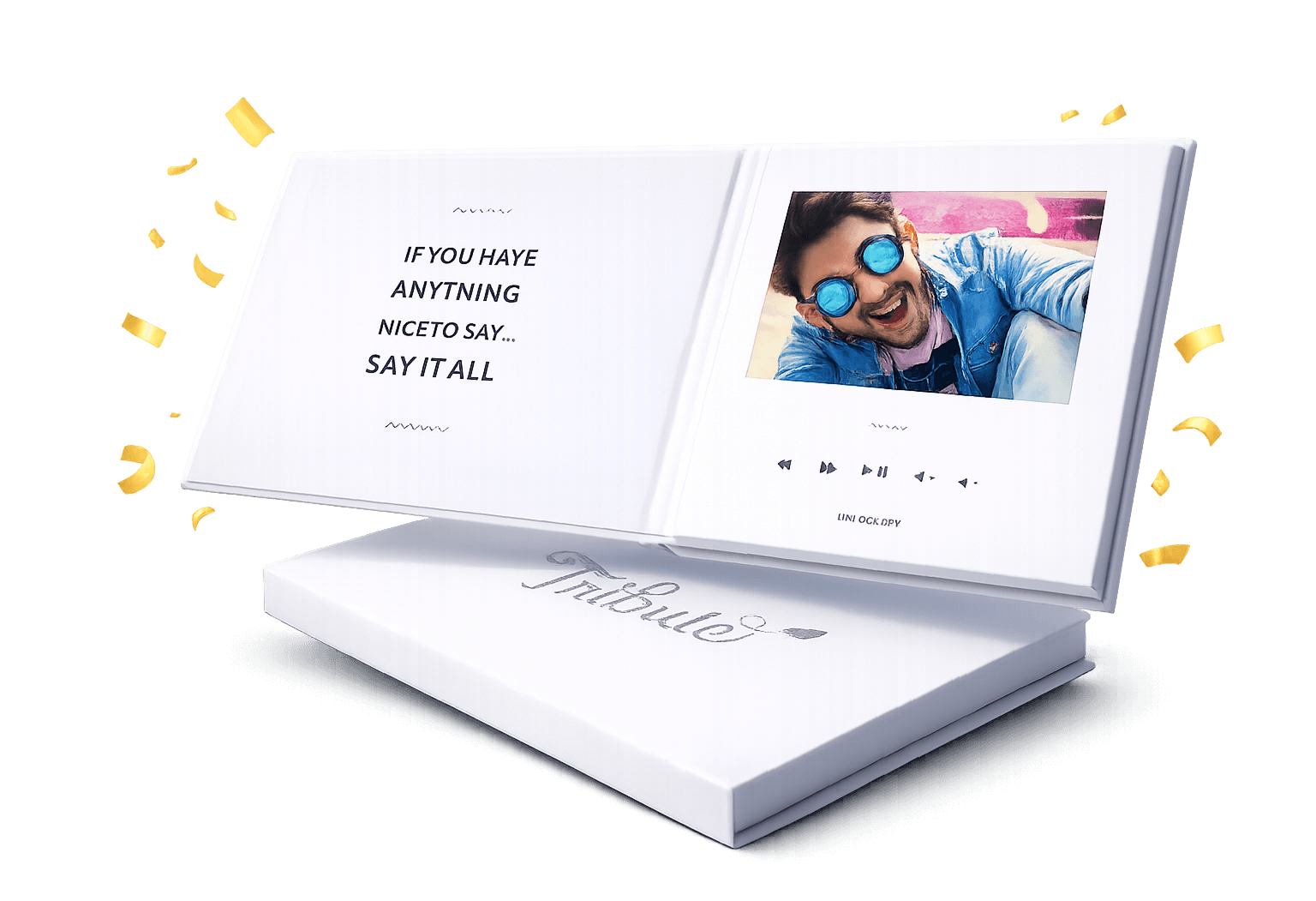 Tribute video book - a beautifully printed keepsake with video playback